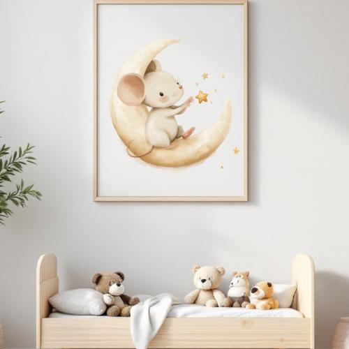 Buegelbild Maus im Mond